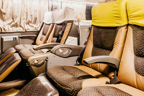 Charter bus reclining seats